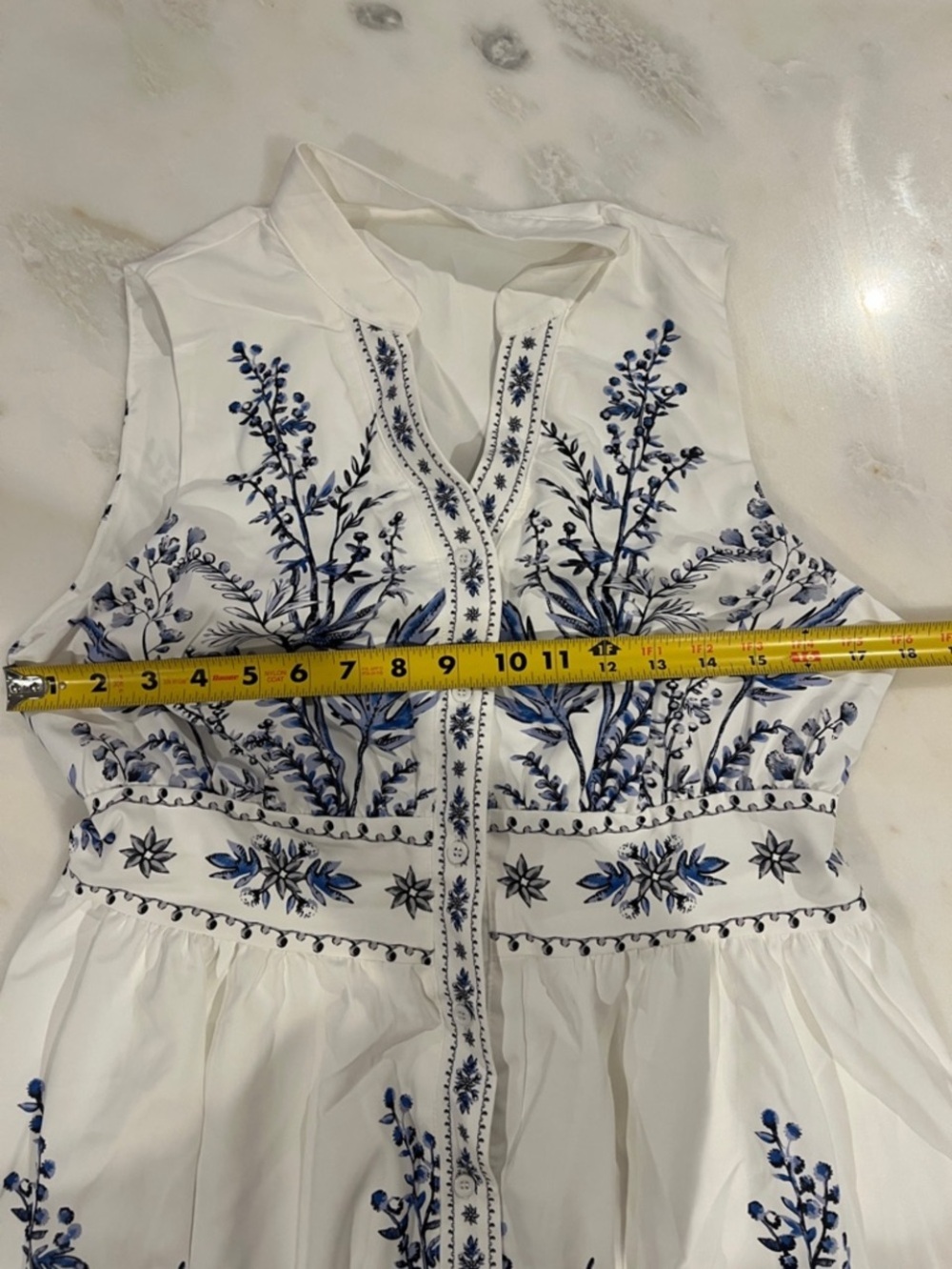 NWT Cupshe White Blue Floral Sleeveless Dress - Picture 9 of 11